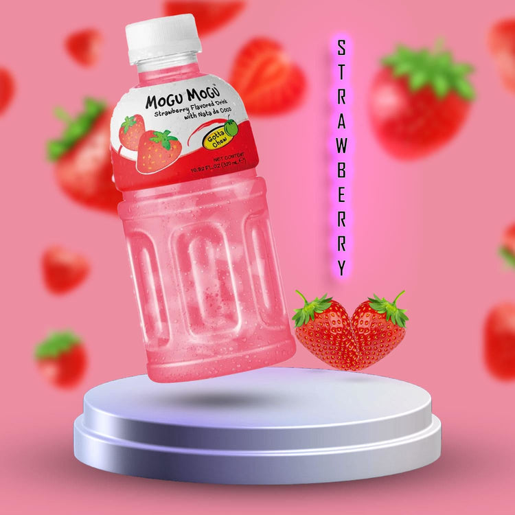 Mogu Mogu Strawberry Juice Flavour with Nata de Coco & Delicious Taste 320ml X 2
