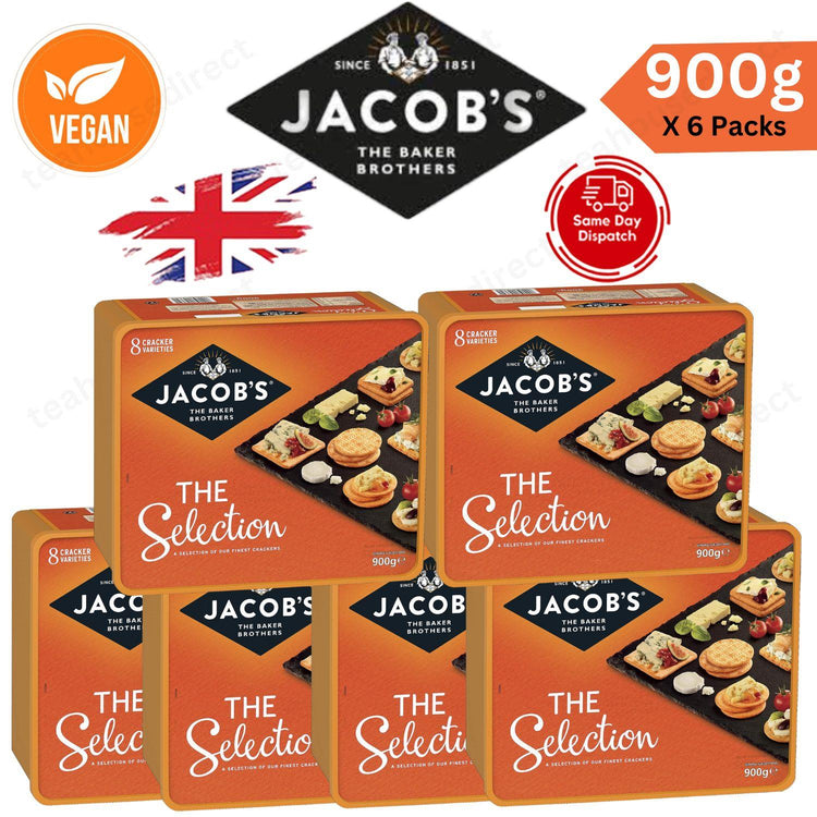 Jacob's Biscuits for Cheese 900g Tub with 8 Exquisite Cracker Varietie - 6 Packs