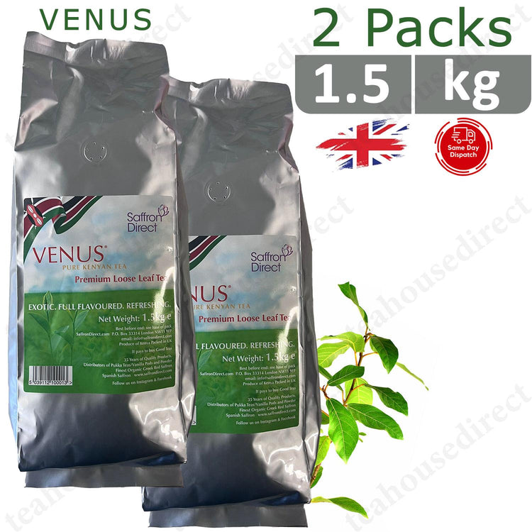 Venus Finest Quality Pure Kenyan Loose Leaf Black Tea 1.5Kg - 2 Packs