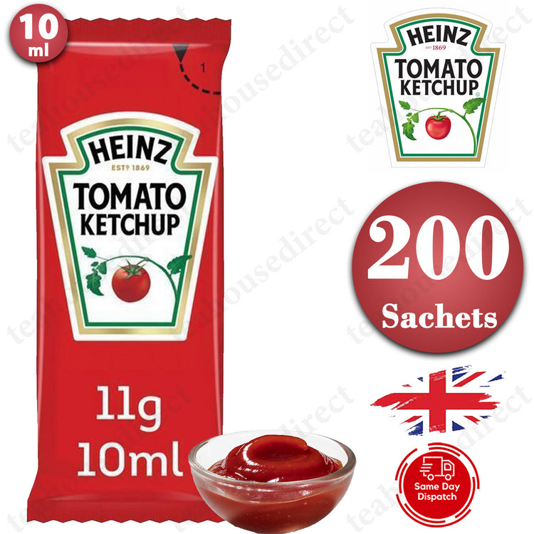 200 (1 x 200) Heinz Tomato Ketchup Sachets 10ml Individual Single Portion
