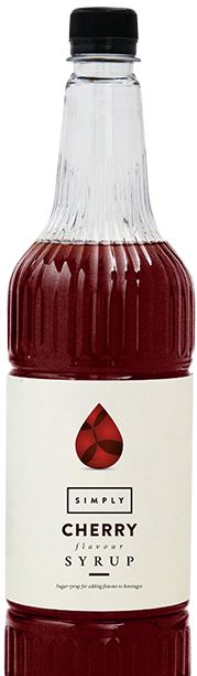 Simply Cherry Flavour Syrup 1 Litre Standard Sugar Syrup for Coffee Packs of 4