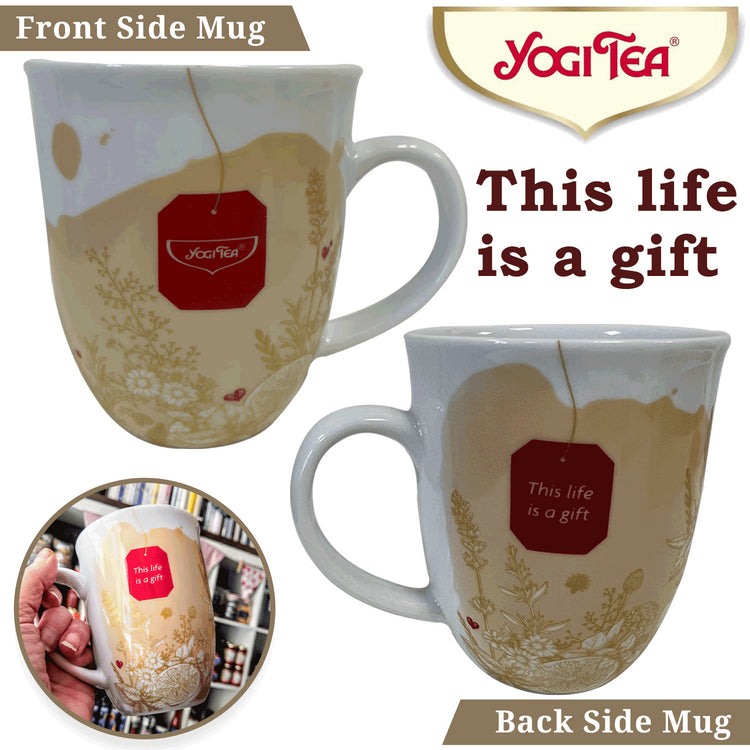 Yogi Ceramic Tea Coffee Mug - Life Is A Gift - Birthday Xmas Present 2 Mugs