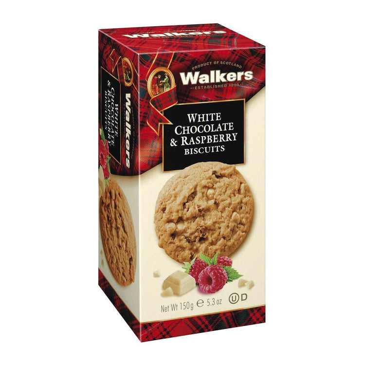 Walkers White Chocolate and Raspberry Biscuits 150g Shortbread Biscuits 2 Packs