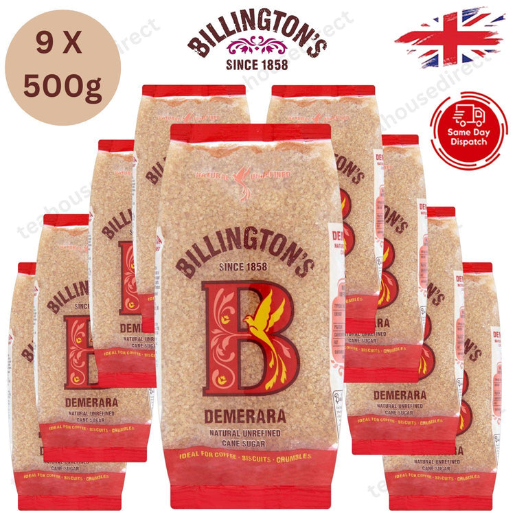 Billingtons Demerara Sugar 500 g (Packs of 1 to 10)