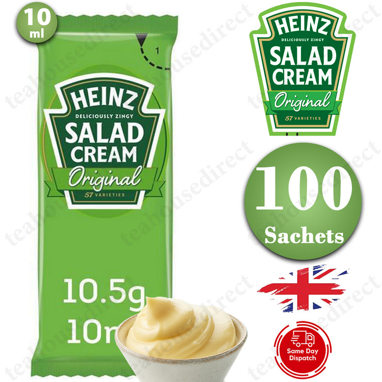 100 (1 x 100) Heinz Salad Cream Sachets 10ml Individual Single Portion