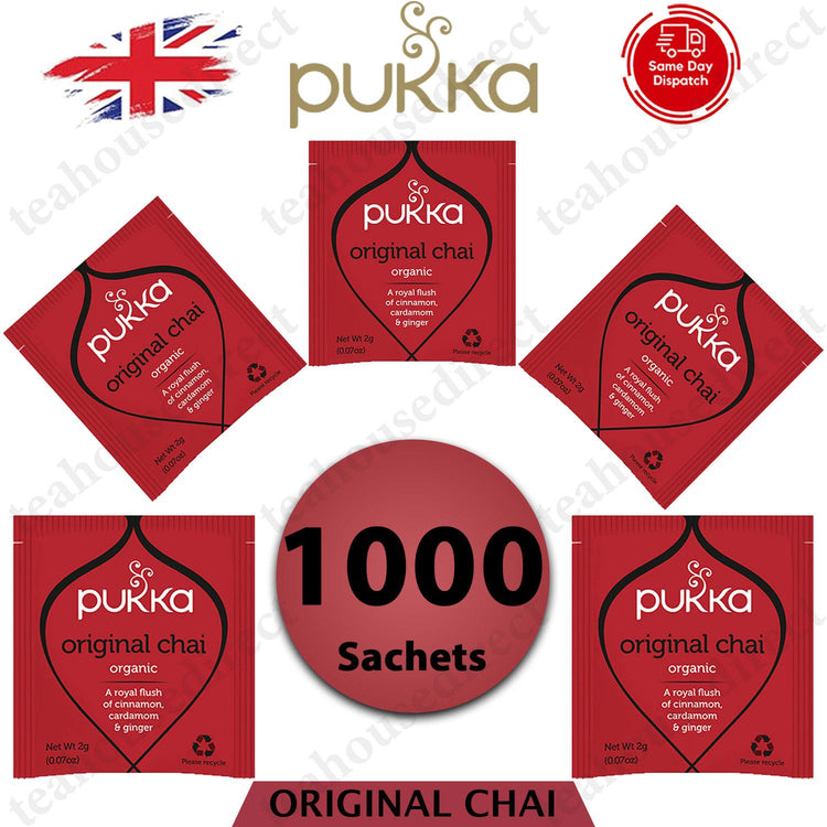 Pukka Herbal Organic Teas Tea Sachet Caffeine Free -Original Chai (1000 Sachets)