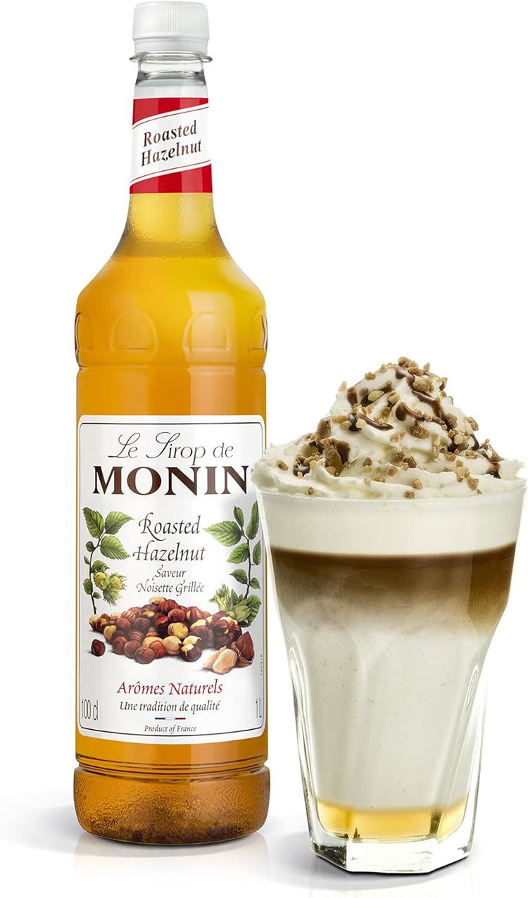 MONIN Premium Roasted Hazelnut Syrup 1L for Coffee-Cocktails 6 Packs Colourings