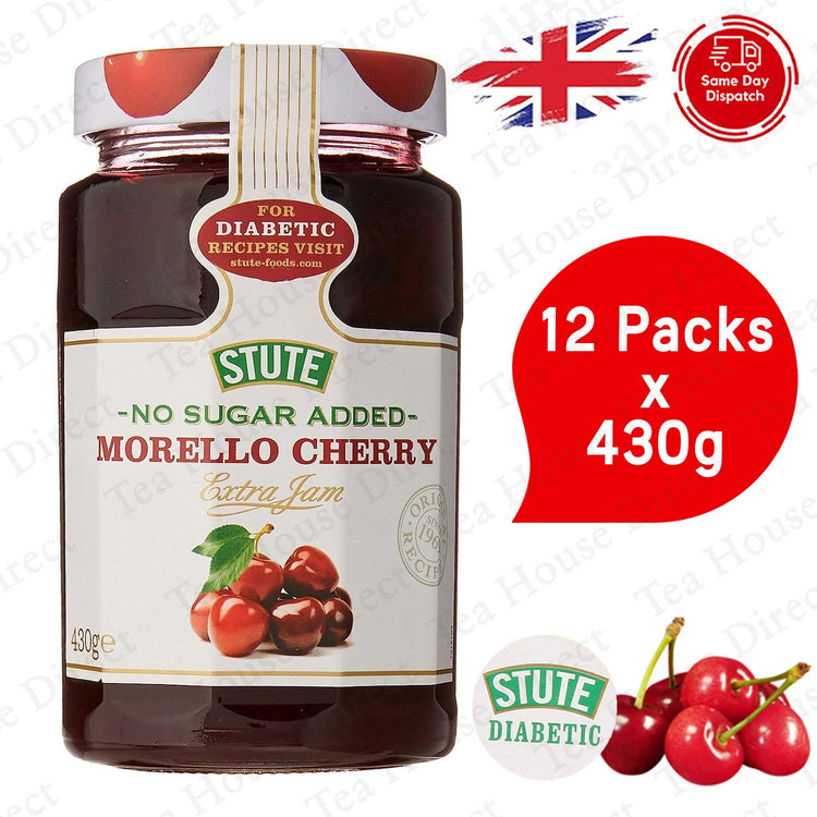 Stute Diabetic Morello Cherry Extra Jam 430g - 1 to 6, 10 & 12 Packs