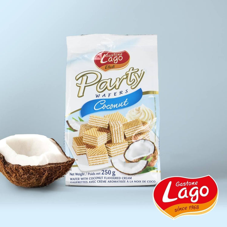 Lago Party Wafers Coconut 250g Wafer with Coconut Flavoured Cream Pack of 2