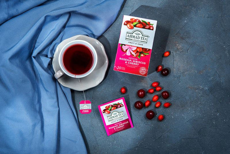 Ahmad Tea Rosehip Hibiscus and Cherry Herbal Infusion Tea 80 Teabags