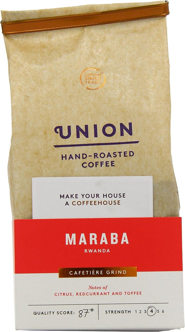 Union Hand Roasted Coffee Maraba Rwanda Ground Coffee 200g (Pack of 6)