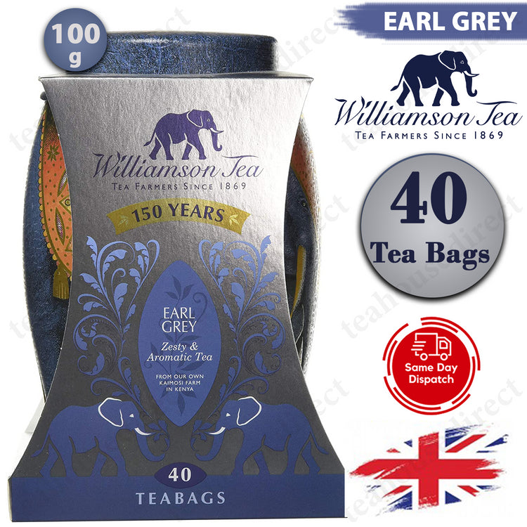 Williamson Winter Elephant Earl Grey Tea Bags 100g-40 Individual Limited Edition