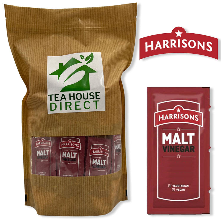 Harrisons Malt Vinegar Sauce Sachet | Suitable for Vegetarians and Vegan | Soya, Garlic & Gluten Free | Distinctive, Slightly Sweet, & Malty Flavor | 350 Sachets