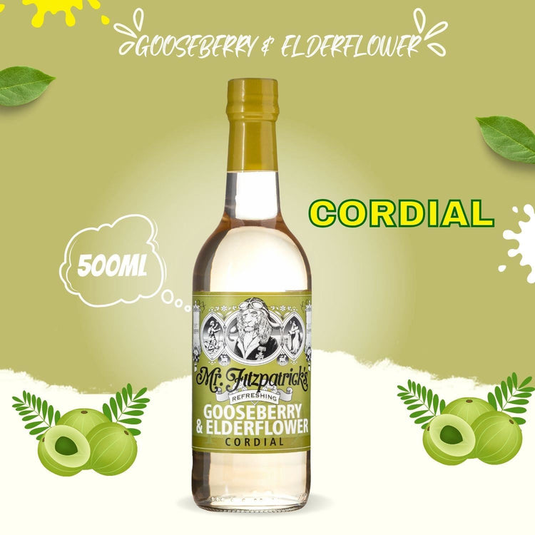 Mr Fitzpatricks Summer Drink Gooseberry & Elderflower Cordial Bottle 500ml X 4
