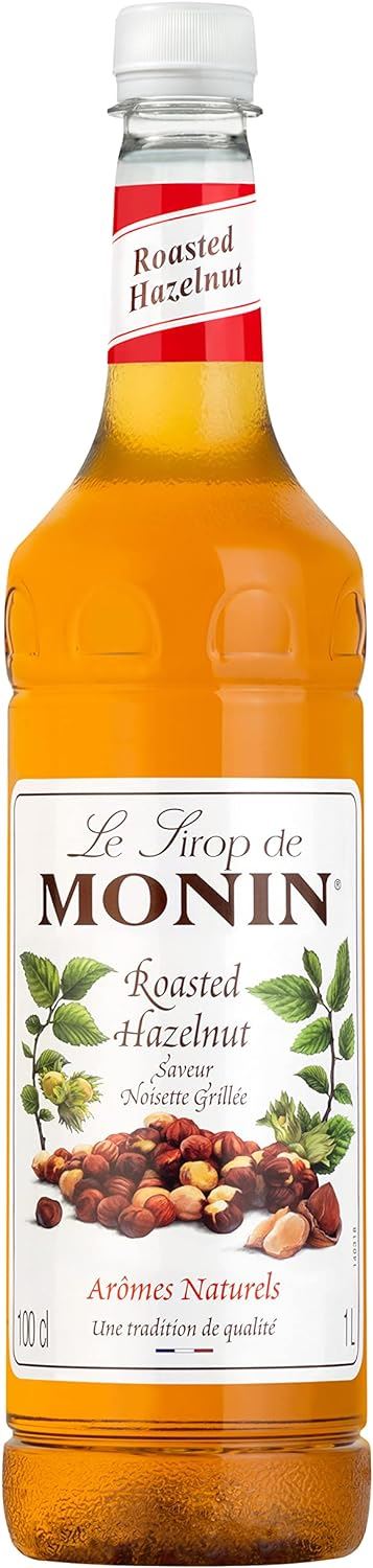 MONIN Premium Roasted Hazelnut Syrup 1L for Coffee-Cocktails 2 Packs Colourings