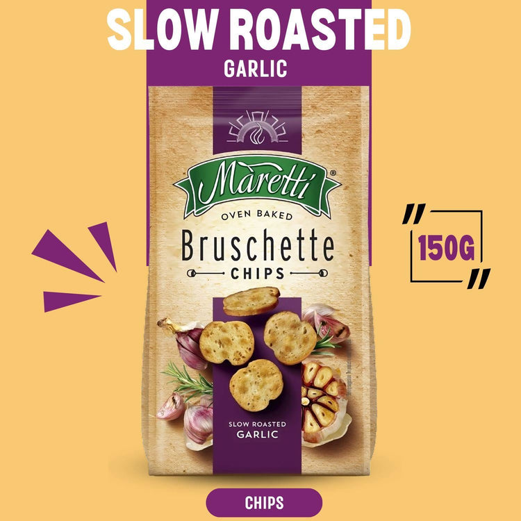 Maretti Bruschette Chips Roasted Garlic with Delicious Taste & Crunchy 150g X 3