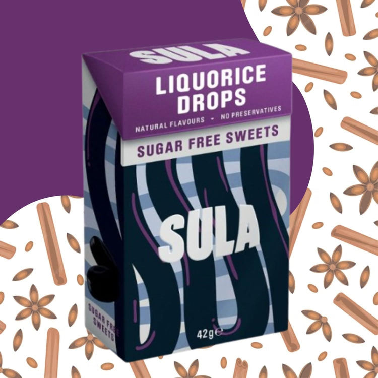 Sula Candy Liquorice Sweet Natural Flavour Guilt-Free and Sugar-Free 42g X 6