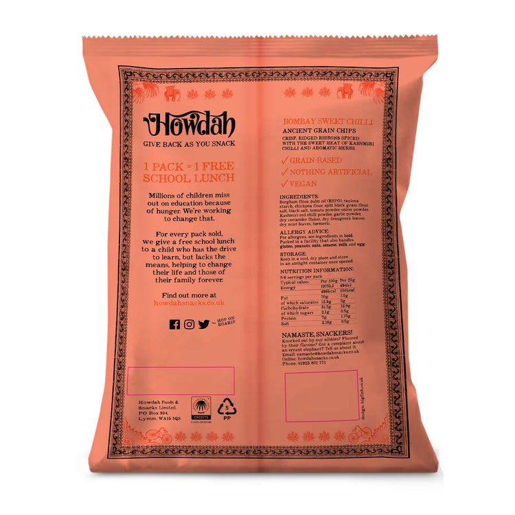 Howdah Bombay Sweet Chilli Chips 130g Sweet Spicy Kashmiri Chili Powder 4 Packs