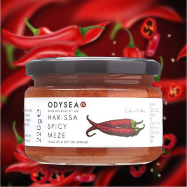 Odysea Harissa Spicy Meze Ideal as a Dip or Spread & Delicious Taste 220g X 6