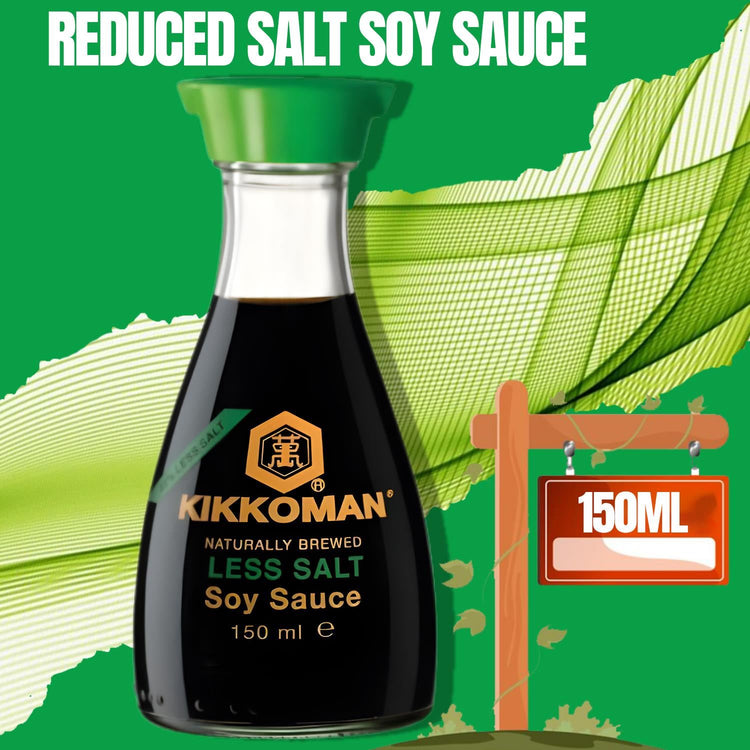 Kikkoman Reduced Less Salt Soy Sauce Naturally Brewed Savory Flavour 150ml X 4