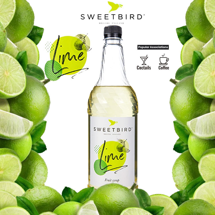 Sweetbird Lime Syrup 1 Lt Citrus Infusion lime Fruit Juice Vegan Syrup Pack of 2