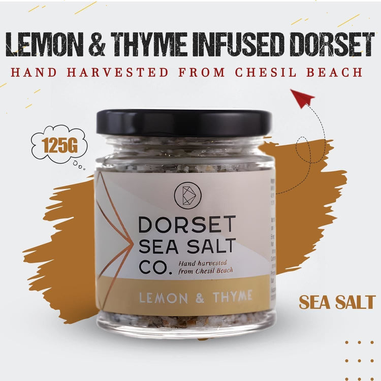 Dorset Sea Salt Lemon & Thyme Infused Hand Harvested From Chesil Beach 125g X 3