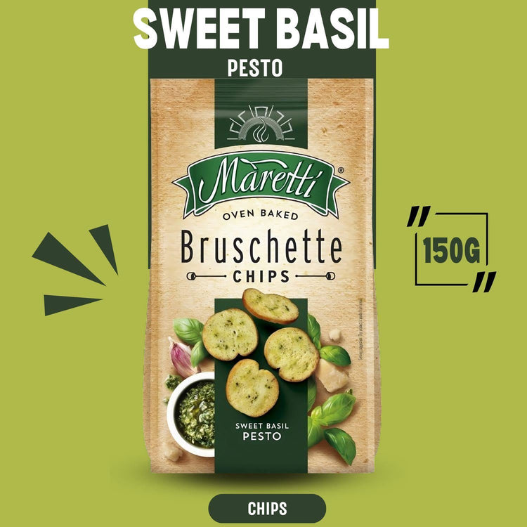 Maretti Bruschette Chips Sweet Basil Pesto with Delicious Taste Cruchy 150g X 2