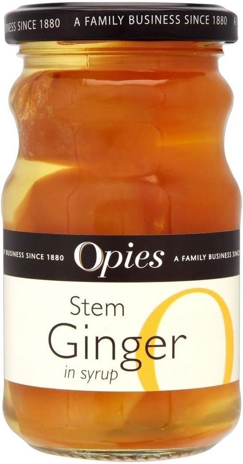 Opies Stem Ginger in Syrup 280g Sweet and Spicy Slightly Tangy Flavor Pack of 4