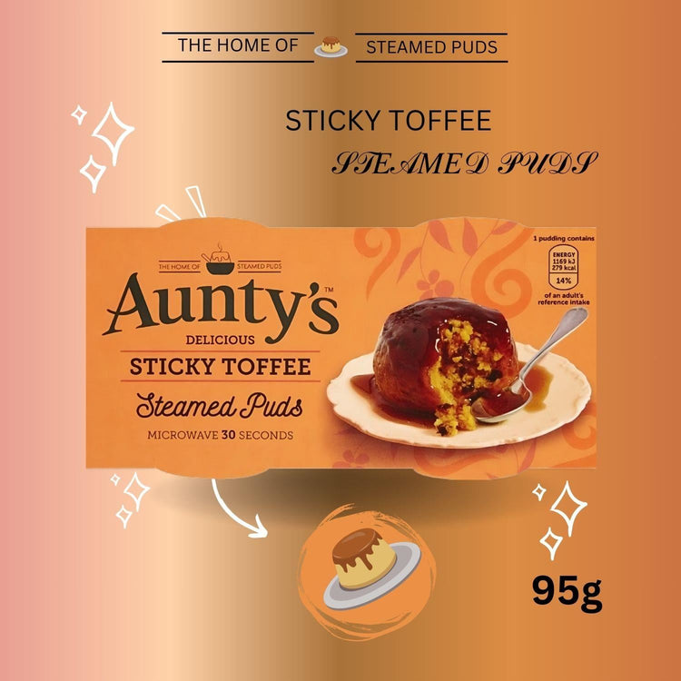 Aunty's Delicious Sticky Toffee Flavour Rich & Indulgent Steamed Pudding 95g x 4