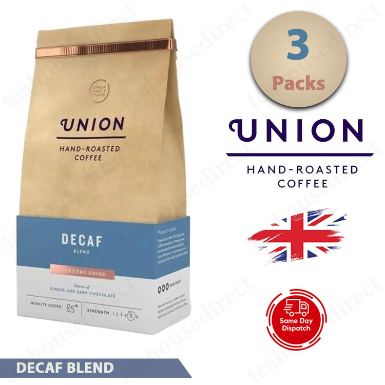 Union Hand Roasted Decaf Blend Ground Coffee 200g (Pack of 3)