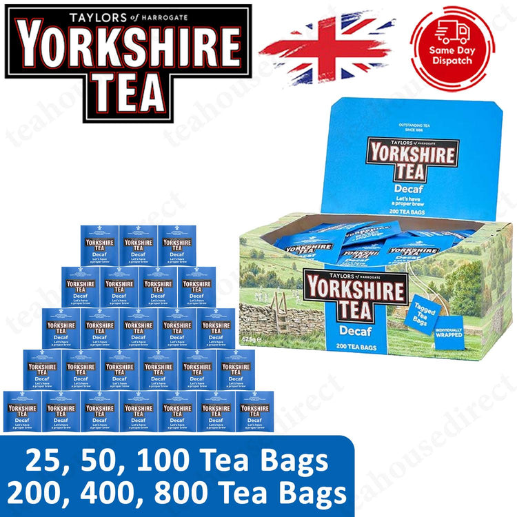 Yorskshire Tea Decaf Enveloped 25 to 800 Teabags