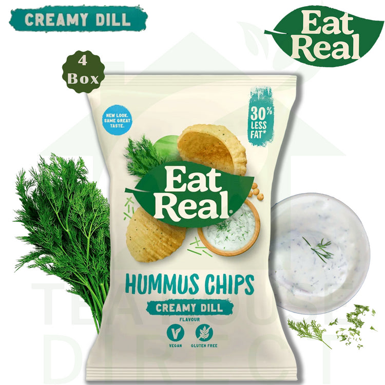 Eat Real Hummus Chips Creamy Dill (135g x 10) Perfect Chips 4 Boxes