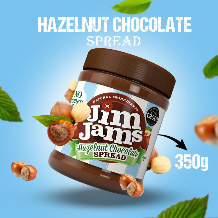 Jim Jams Hazelnut Chocolate Spread Naturally Sourced Sweetener Jar 350g X 3