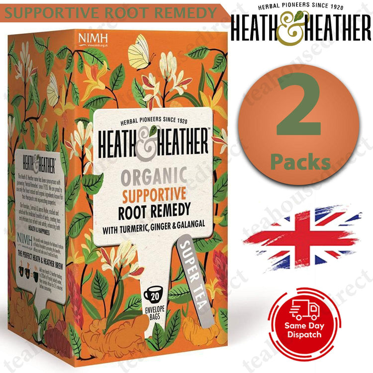 2X Heath & Heather Herbal Organic Teas Tea Sachets - Root Remedy Flavour