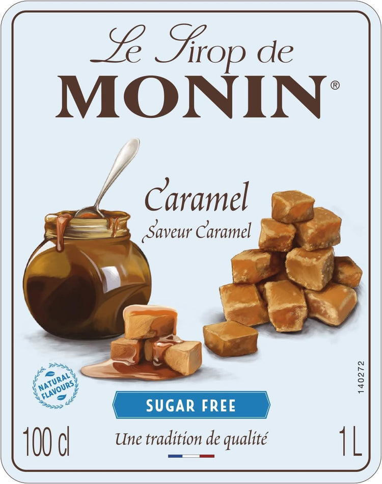 MONIN Premium Caramel Sugar Free Syrup 1L Sugar-Free Coffee Syrup 3 Packs