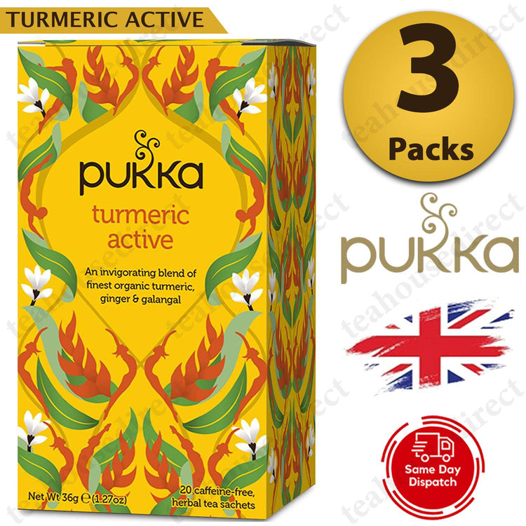 Pukka Herbal Organic Teas Tea Sachets - Turmeric Active Flavour Pack Of 3