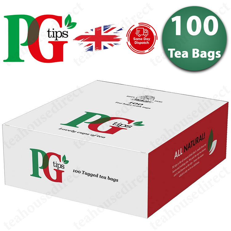 PG Tips All Natural Tag Tea Bags - 100 Tea Bags - 100% Black Tea