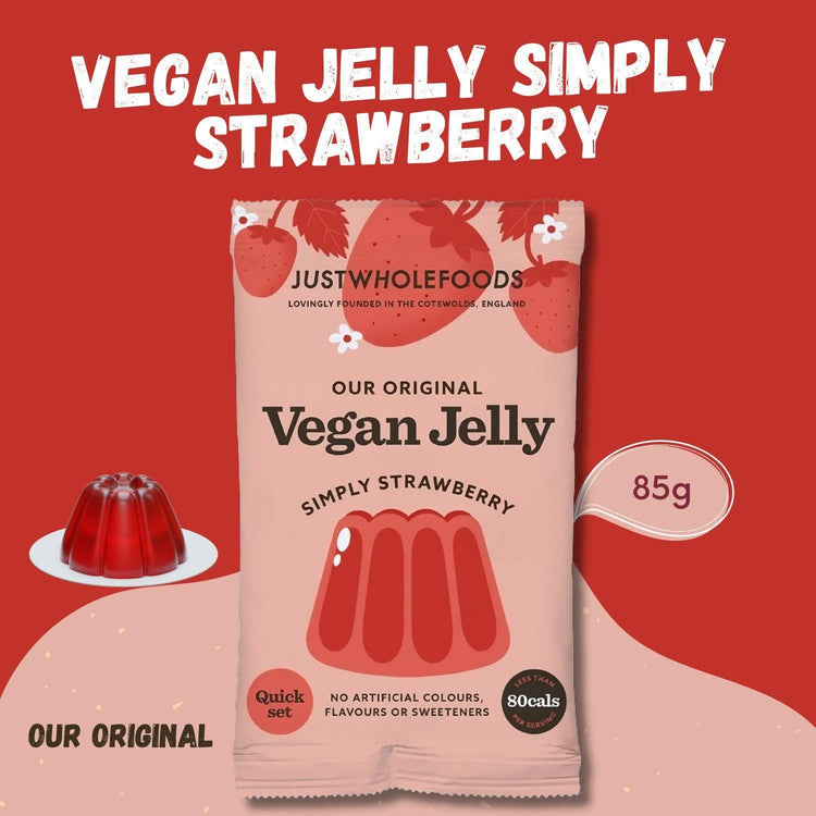 Just wholefoods Simply Strawberry Delicious Vegan Jelly Crystals Flavour 85g x 6