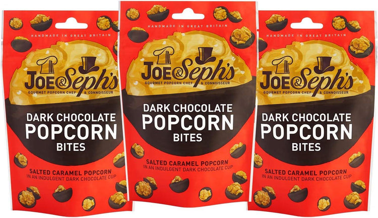 Joe & Seph's Dark Chocolate Popcorn Bites 3 Pack - Salted Caramel Popcorn 63g