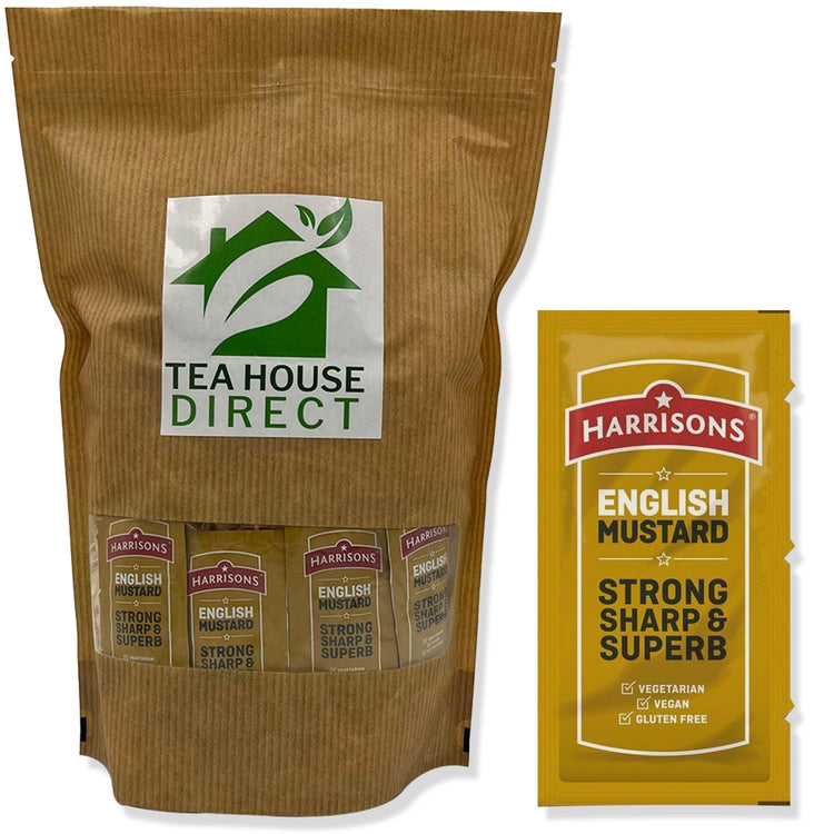 Harrisons English Mustard | Perfect for Picnics and Travel | Tangy Sauce, Anytime, Anywhere | 300 Sachets