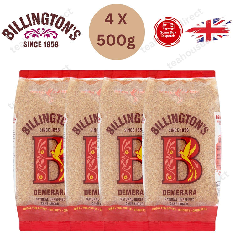 Billingtons Demerara Sugar 500 g (Packs of 4)