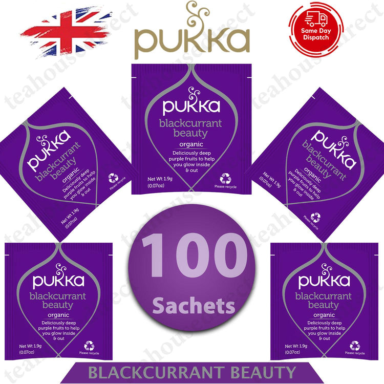 Pukka Herbal Organic Teas Tea Sachets - Blackcurrant Beauty (100 Sachets)