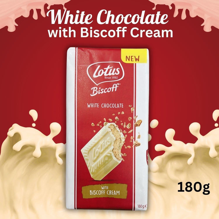Lotus Biscoff White Chocolate with Biscoff Cream Delicious Flavour 180g X 5