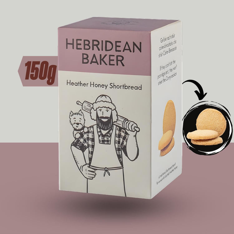 Hebridean Baker Heather Honey Flvr Light, Crisp, and Buttery Shortbread 150g X 6