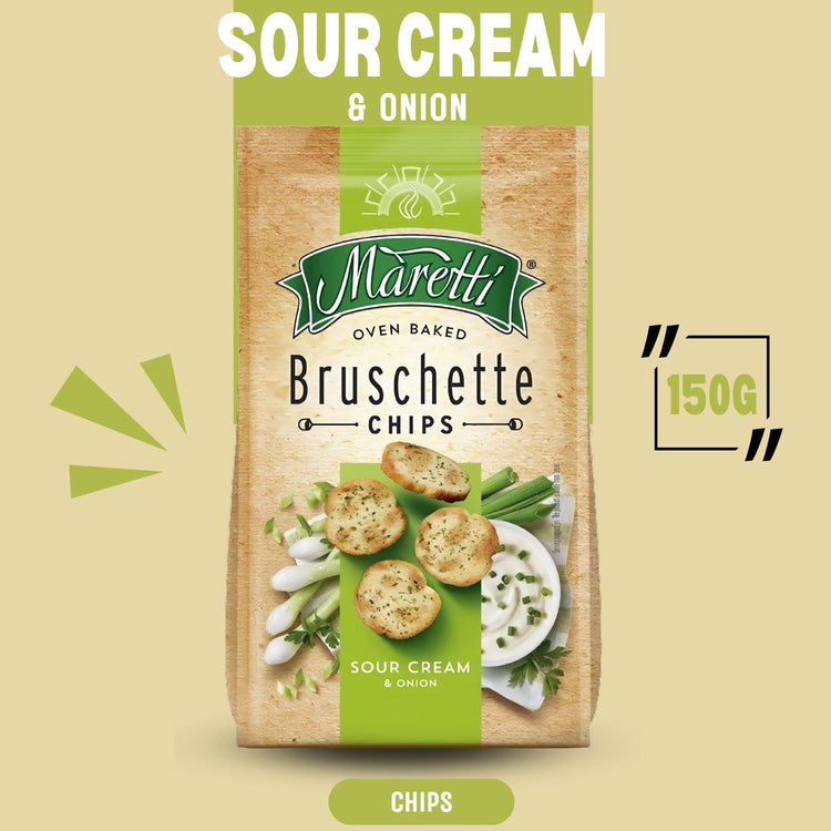 Maretti Bruschette Chips Sour Cream Onion with Delicious Taste Crunchy 150g