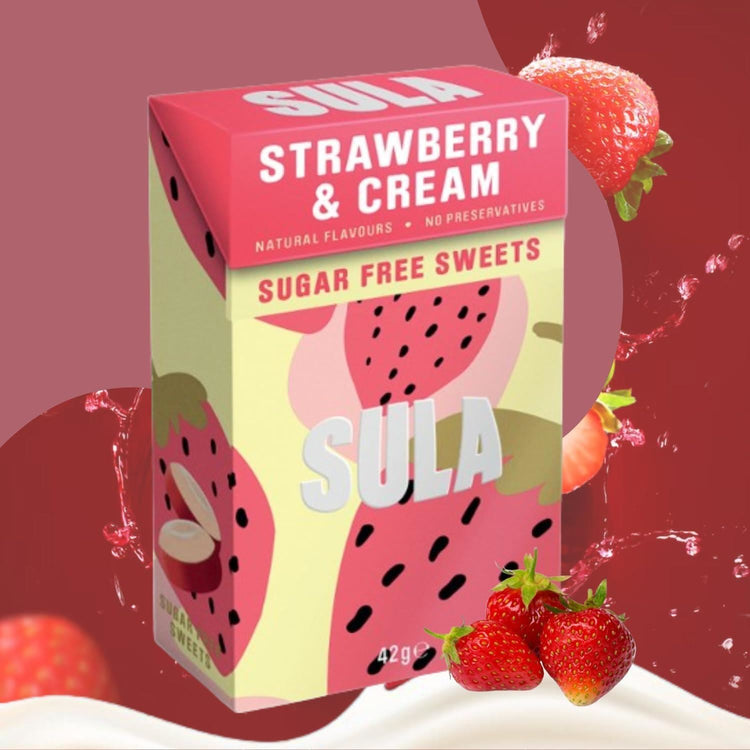 Sula Candy Sweet Strawberry and Creamy Natural & Delicious Flavour 42g X 5