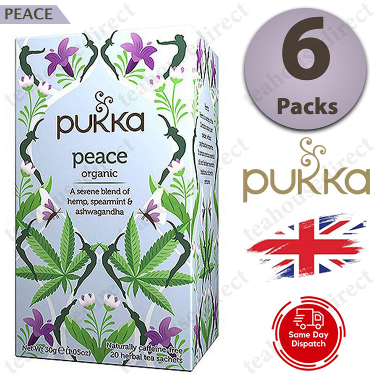 Pukka Herbal Organic Teas Tea Sachets - Peace Flavour Pack Of 6