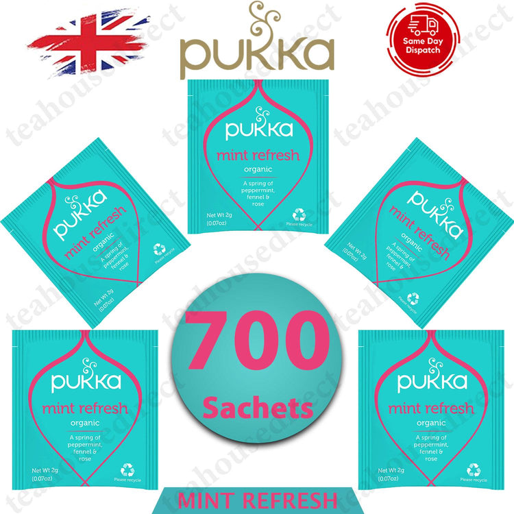 Pukka Herbal Organic Teas Tea Sachets Caffeine Free - Mint Refresh (700 Sachets)