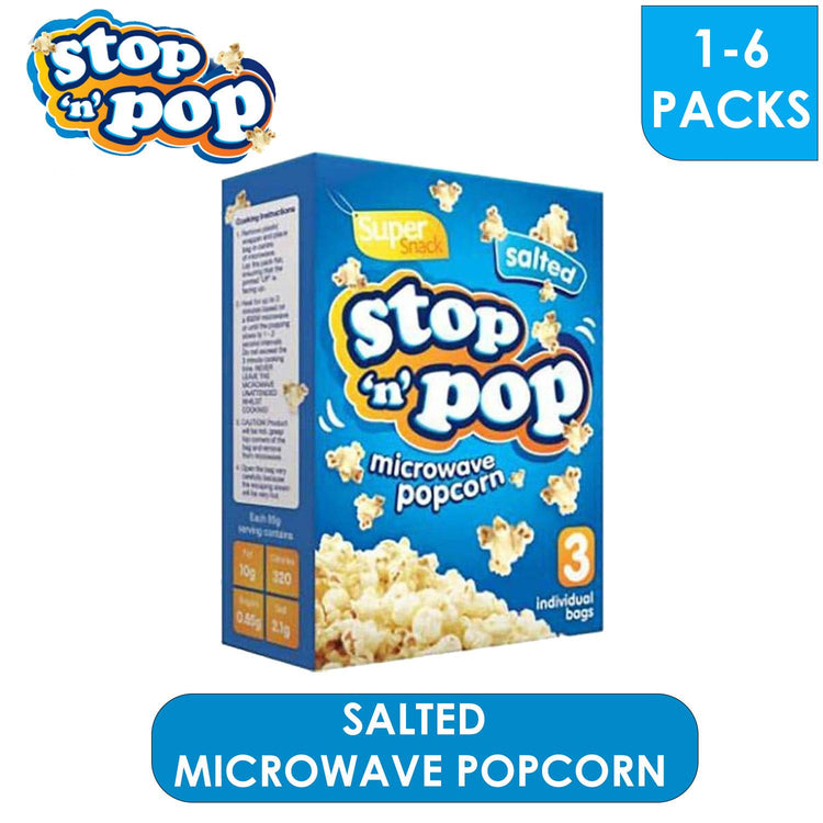 Stop 'N' Pop Salted Super Snack Microwave Popcorn 85g - 1 Box (Each 3 Sachets)