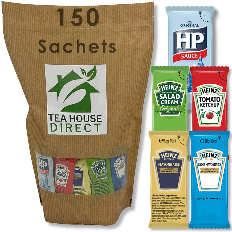 HP Sauce, Heinz Tomato Ketchup, Salad Cream, Mayonnaise, and Light Mayonnaise | British Favorites - 150 Sachets